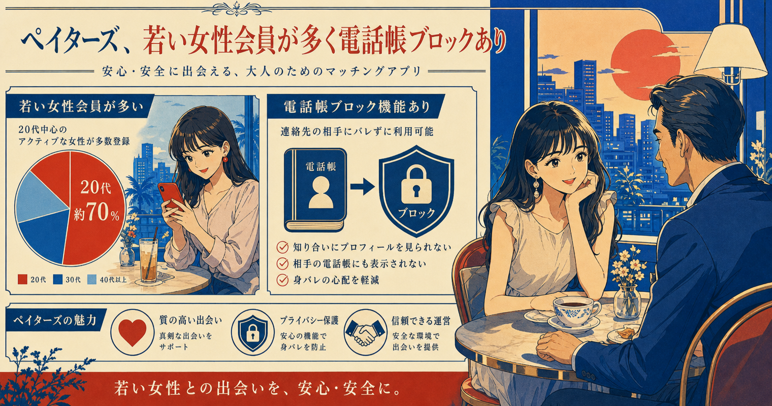 第4位：ペイターズ、若い女性会員が多く電話帳ブロックあり