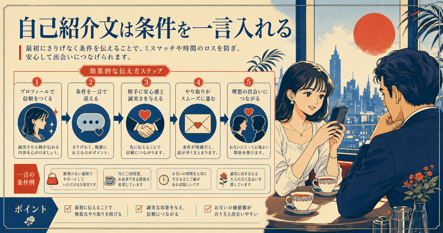 自己紹介文は条件を一言入れる