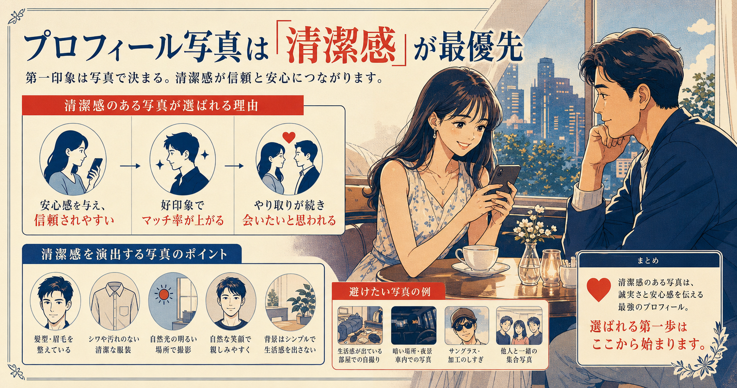 プロフィール写真は「清潔感」が最優先