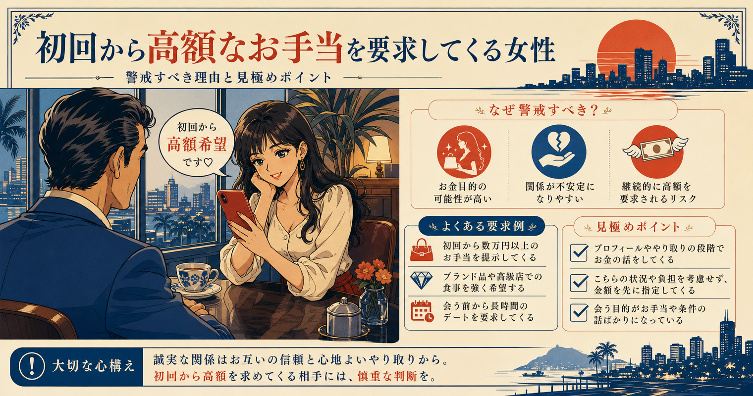 初回から高額なお手当を要求してくる女性