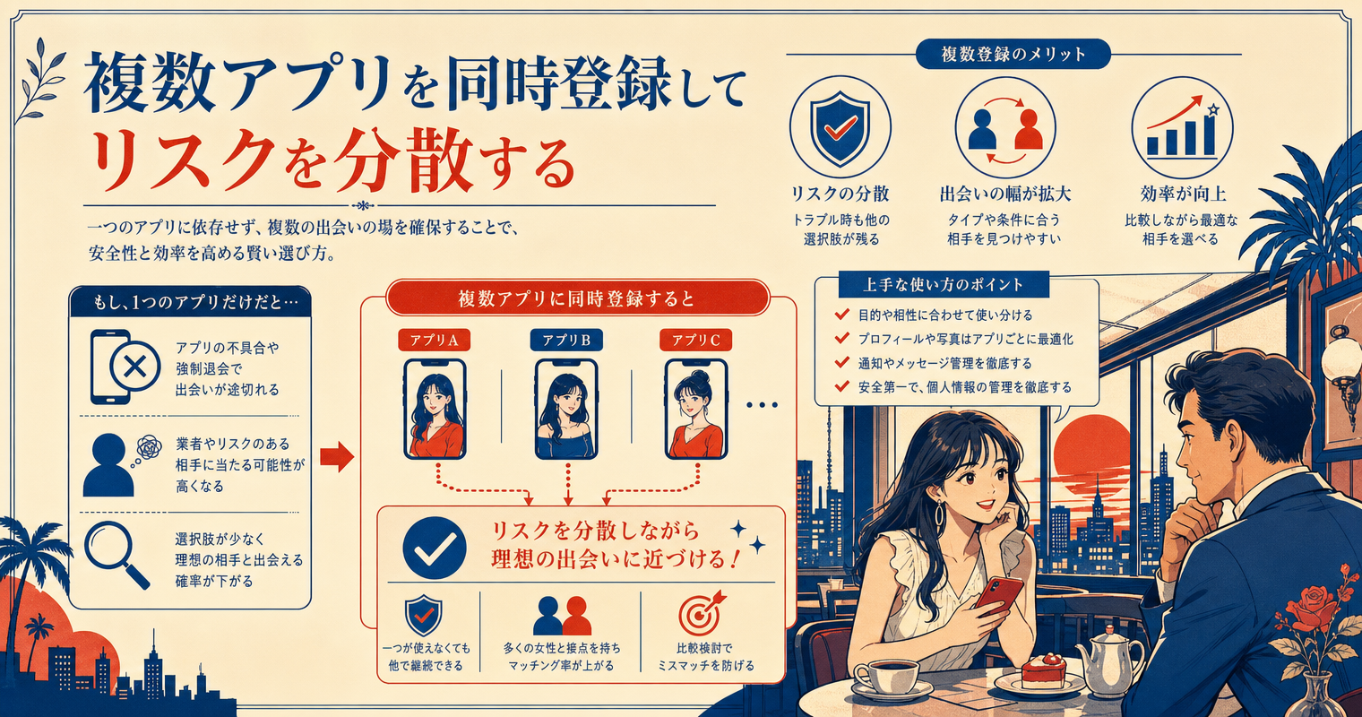 複数アプリを同時登録してリスクを分散する