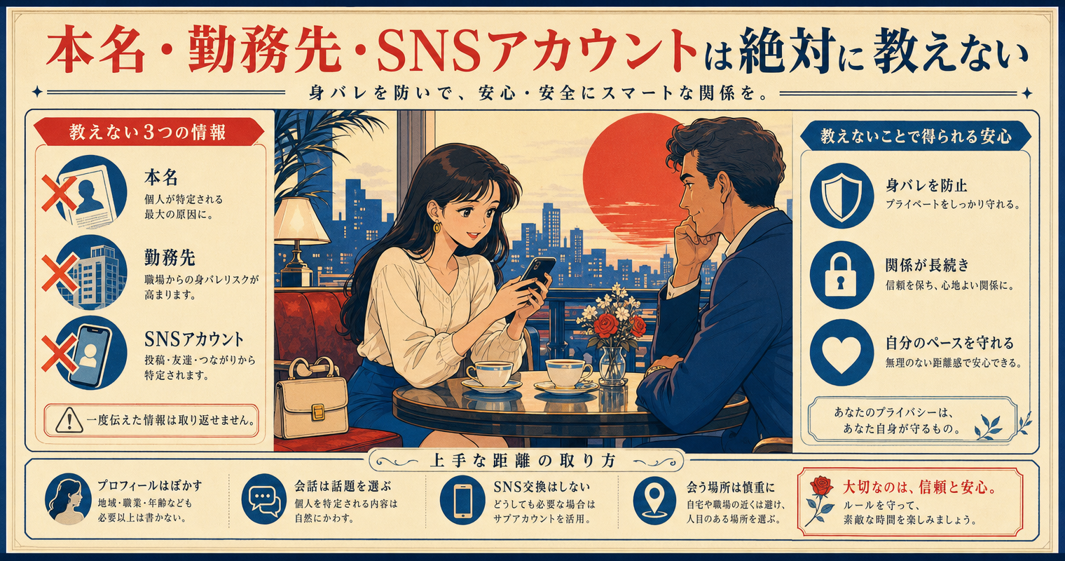 本名・勤務先・SNSアカウントは絶対に教えない
