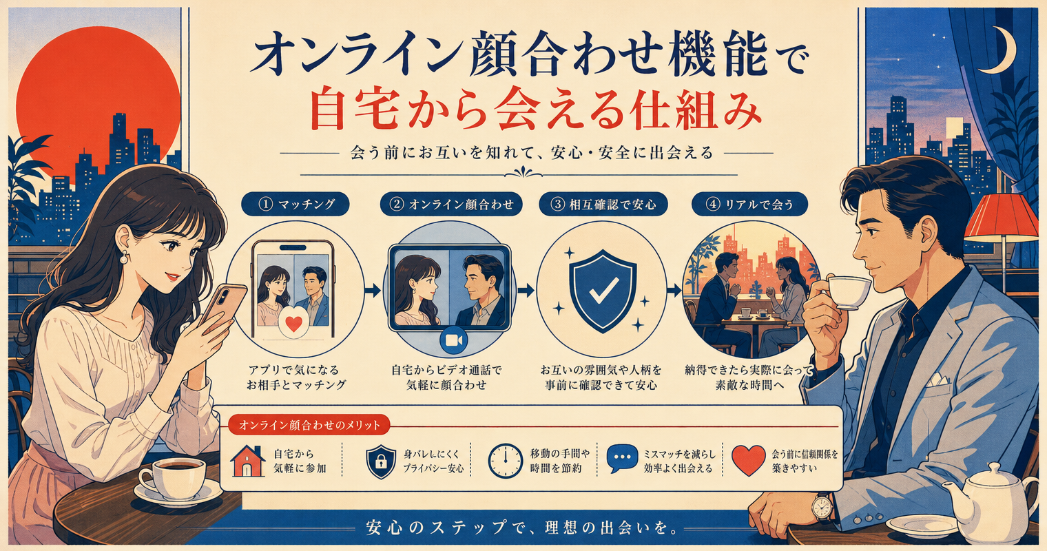オンライン顔合わせ機能で自宅から会える仕組み